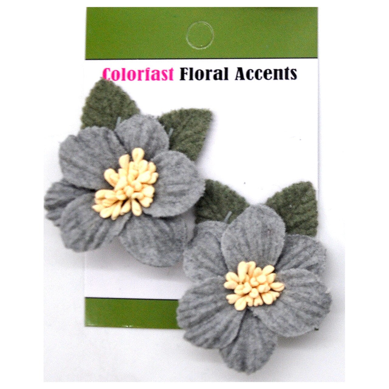 Belagio Colorfast Floral Accents, 2" x 2.50" Wide, Velvet Flowers and Leaves, 2 Piece Pack, Gunmetal